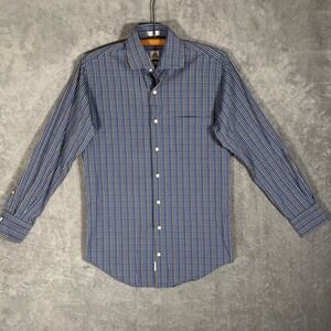 Peter Millar Crown Finish Button Down Shirt Men's Size S Blue Plaid 100% Cotton